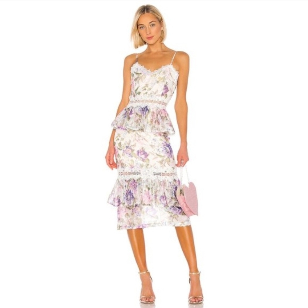 V. Chapman Purple Floral Midi Dress